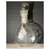 A Lovely Vintage Small Decanter, Etched Glass