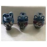 3 Handcrafted Greek Miniature Vases (1 Bud)