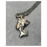 Gold  Plated Mini Egyptian Nefertiti Necklace