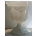 Signed Milk Glass  Pedestal Vase EO Brody