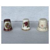 3 Fancy Bone China Thimbles,Royal Albert etc