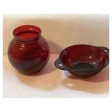 2 Pieces of Ruby Red Glassware.