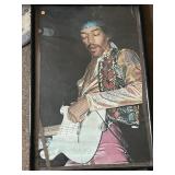 RARE Large Vintage Framed Poster of Jimi Hendrix