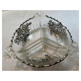 Rare Vintage Sterling Silver Divided Overlay Dish