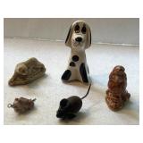 5 Vintage Miniature Animal Figurines Some Waded