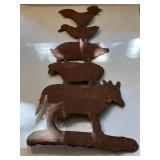 Vintage Tin Farm Animal Wall Hanging