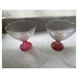 2 Vintage Fancy Glass Desert Bowls