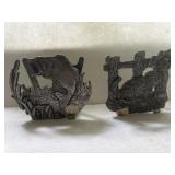 2 Pewter Card or Napkin Holders