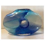 A Beautiful & Unique Heavy Blue Crystal Vase