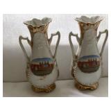 2 Vintage Vases W/ Tower of London on Front