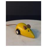 Vintage Plan Toys Yellow Wooden MOUSE Pullback