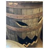 Carved Halloween Themed Wooden Whiskey Barrel