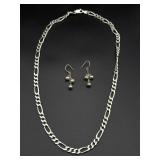 Silver chain and earrings