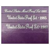 United States Mint Proof set 1985/1992/1987