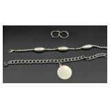 Silver bracelet and earrings