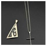 Silver necklace and pendant