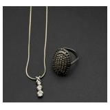 Silver necklace and ring