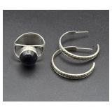 Silver ring and earrings