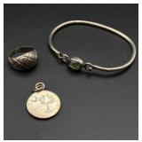 Silver bracelet, Ring and pendant