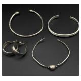 Silver bracelet and earrings