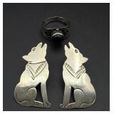 Silver earrings and ring