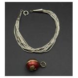 Silver bracelet and pendant