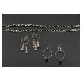 Silver earrings and chain