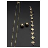 Silver earrings, bracelets and chain