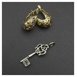 Silver earrings and pendant