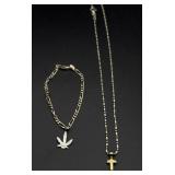 Silver necklace and bracelet