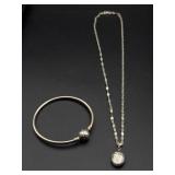 Silver necklace and bracelet