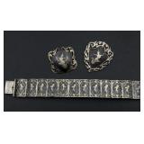 Silver brooch and bracelet
