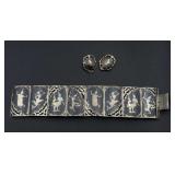 Silver bracelet & earrings