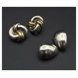 2 silver earrings
