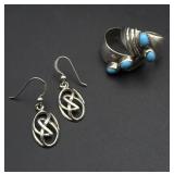 2 silver earrings