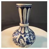 Vtg hand Painted Blue Vase