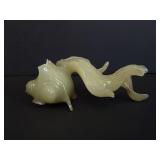 Vintage Hand Carved Sculpture  Stone Jade Koi