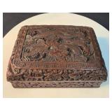 Antique Chinese Carved Dark Red Cinnabar Box