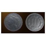 USA Three Cent Nickel ï¿½ 1866