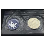1974 US Mint Eisenhower Blue Silver Dollar