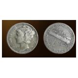 USA Mercury Dime ï¿½ 1945-S / 1939-D