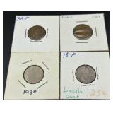 4 USA Lincoln Wheat Cent