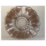 Gold Painted Crystal Serving Dish Floral Design