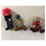 3 Vintage Clown Figurines