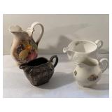 2 Ceramic Creamers, A Pouring Cup, & Pitcher