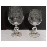 2  Bohemia Crystal Stemware Wine Glasses.