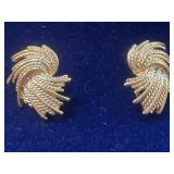 Fancy Gold Toned Clip Earrings