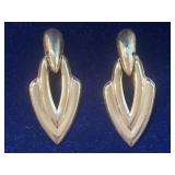 Large Silver Toned Clip Earrings