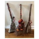 3 Woven Brooms for Decoration