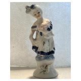 Vintage Blue & White Porcelain Girl Figurine